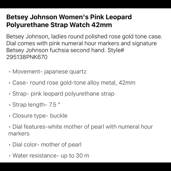 Betsey Johnson pink leopard watch - Picture 2 of 10